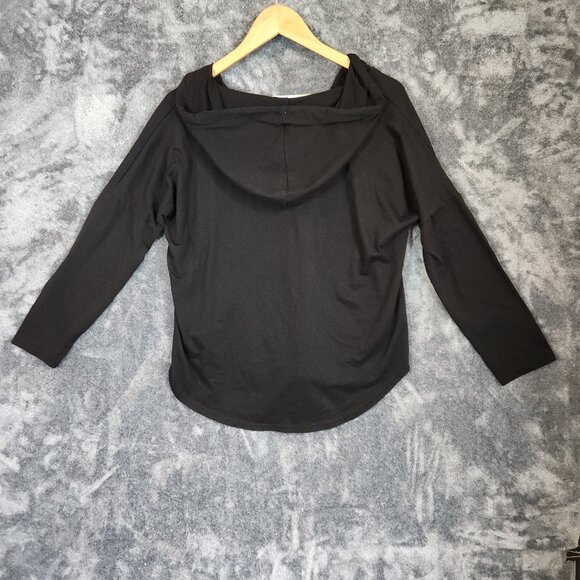 Eleanor Hoodie Jersey V Neck Drawstring Light Weight Black Size XL Pullover EUC - Picture 6 of 8